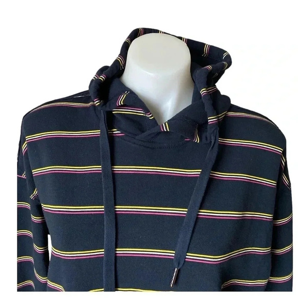 ABERCROMBIE & FITCH | Cotton Blend Navy Striped Sweatshirt Hoodie Size S - Picture 2 of 9
